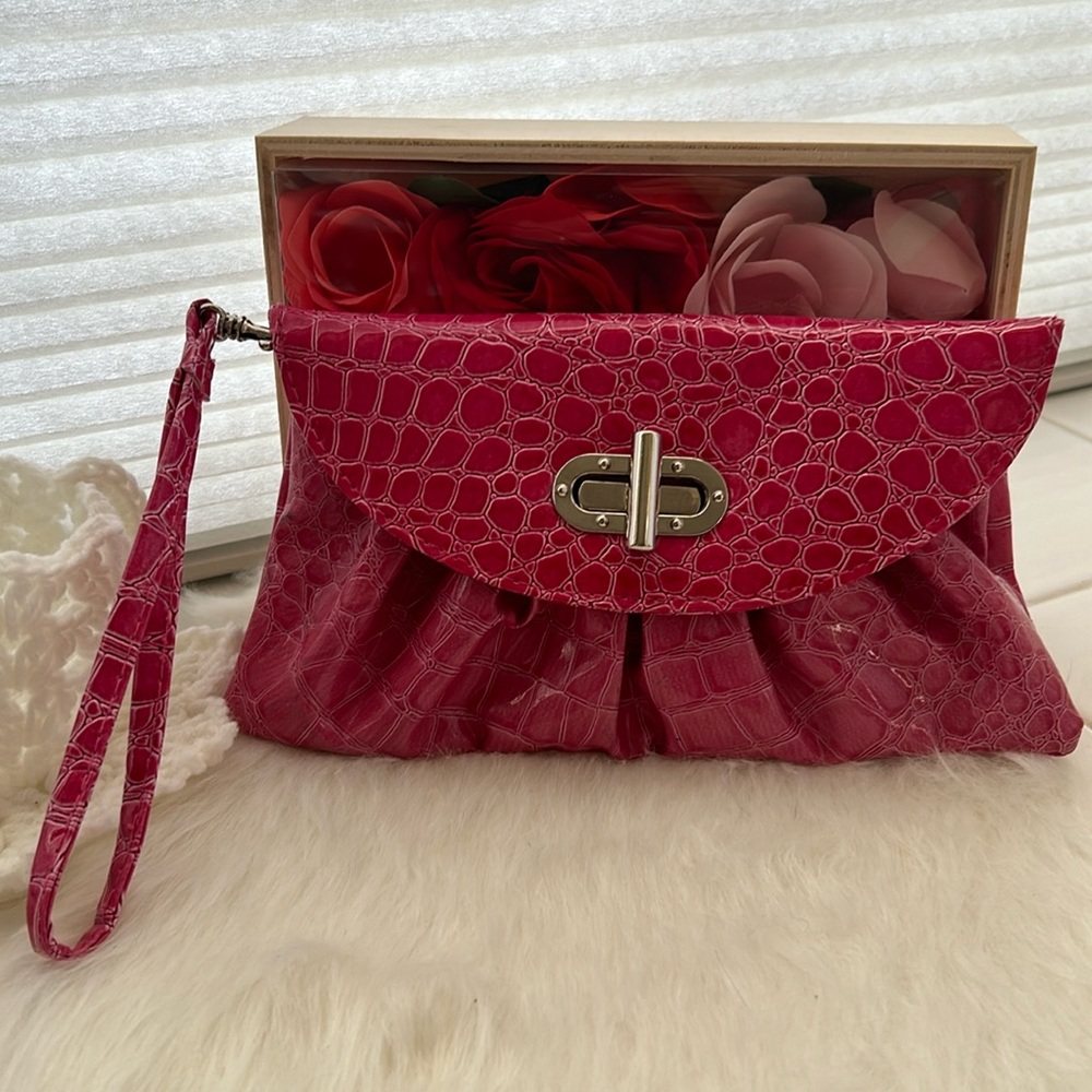 MSC Mainstreet collection bright pink wristlet/clutch